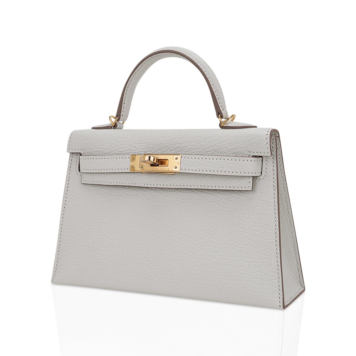 👜Mini Kelly 20 Bag Sellier Mushroom Chevre with Gold Hardware