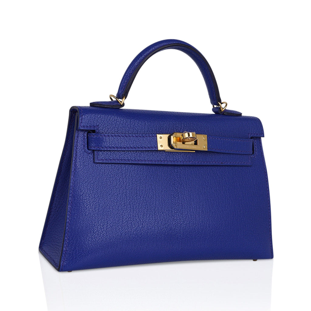 👜Kelly 20 Mini Sellier Bag Blue de Royal Chevre Leather Gold Hardware