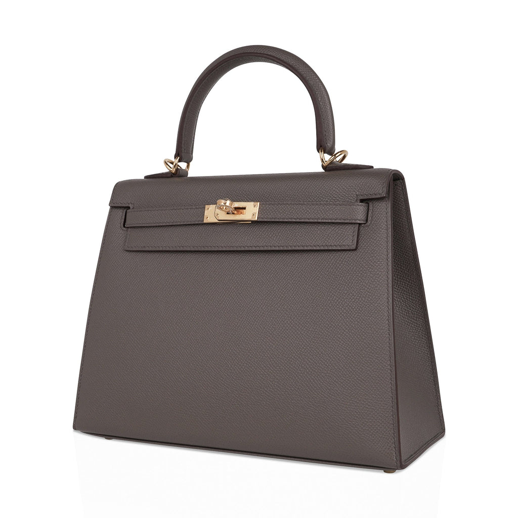 👜Kelly Sellier 25 Bag Etain Gold Hardware Epsom Leather New