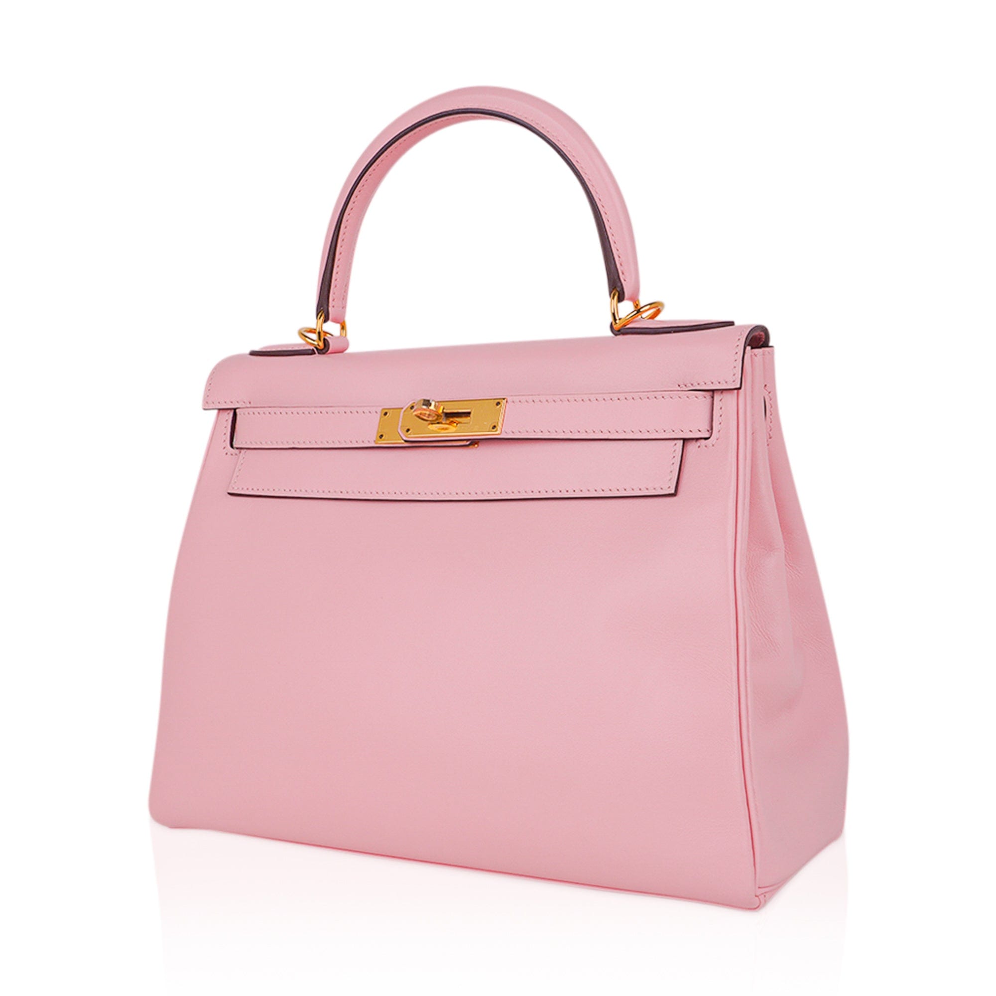 👜Kelly 28 Bag Rose Sakura Gold Hardware Swift Leather