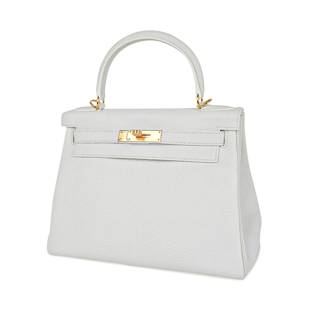 👜Kelly 28 Retourne Bag White Clemence Leather with Gold Hardware