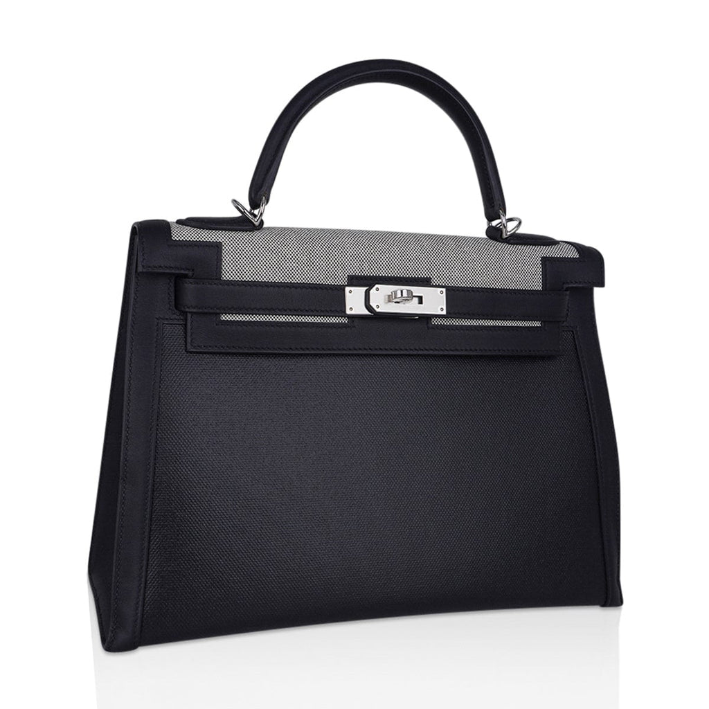 👜Kelly 32 Sellier Bag Toile H Berline & Plume Swift Leather with Palladium Hardware