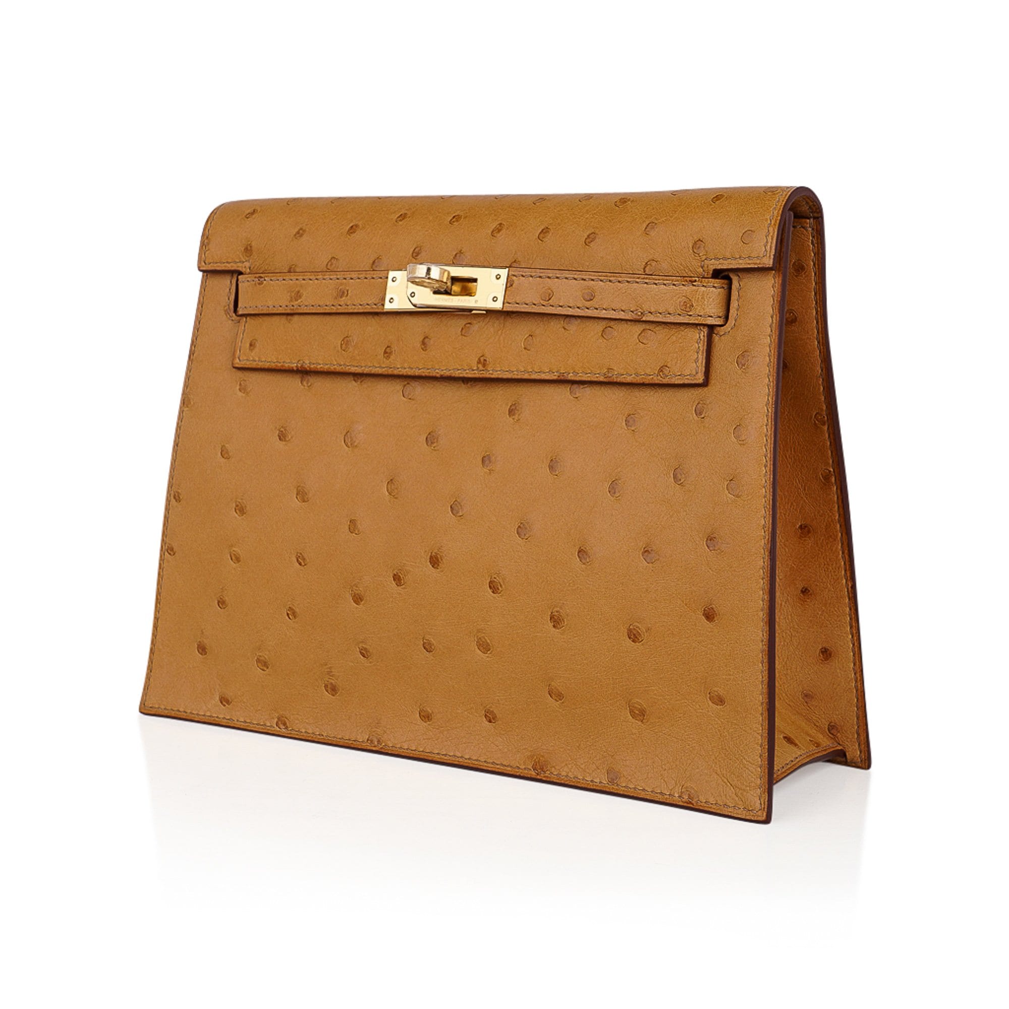 👜Kelly Danse Bag Tabac Camel Ostrich with Gold Hardware