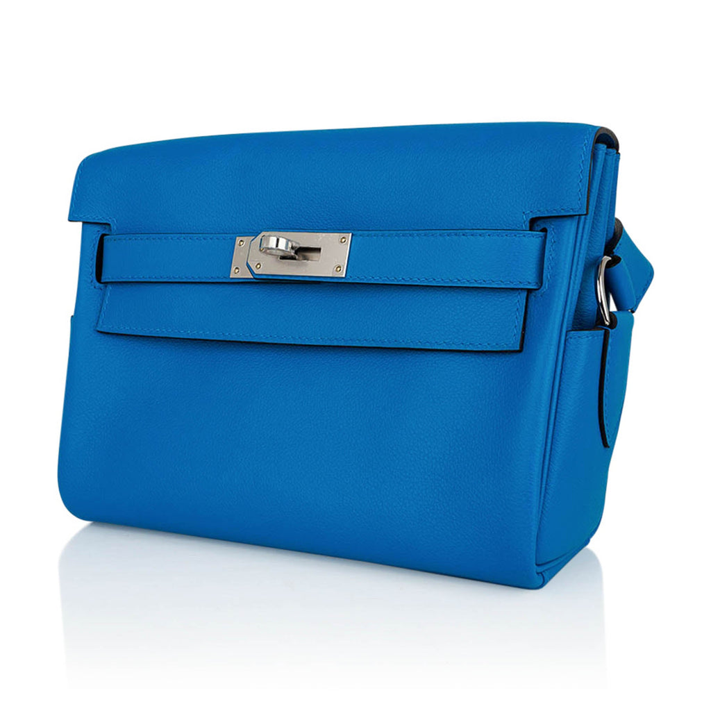 👜Kelly Messenger PM Blue Zanzibar Evercolor Leather with Palladium Hardware
