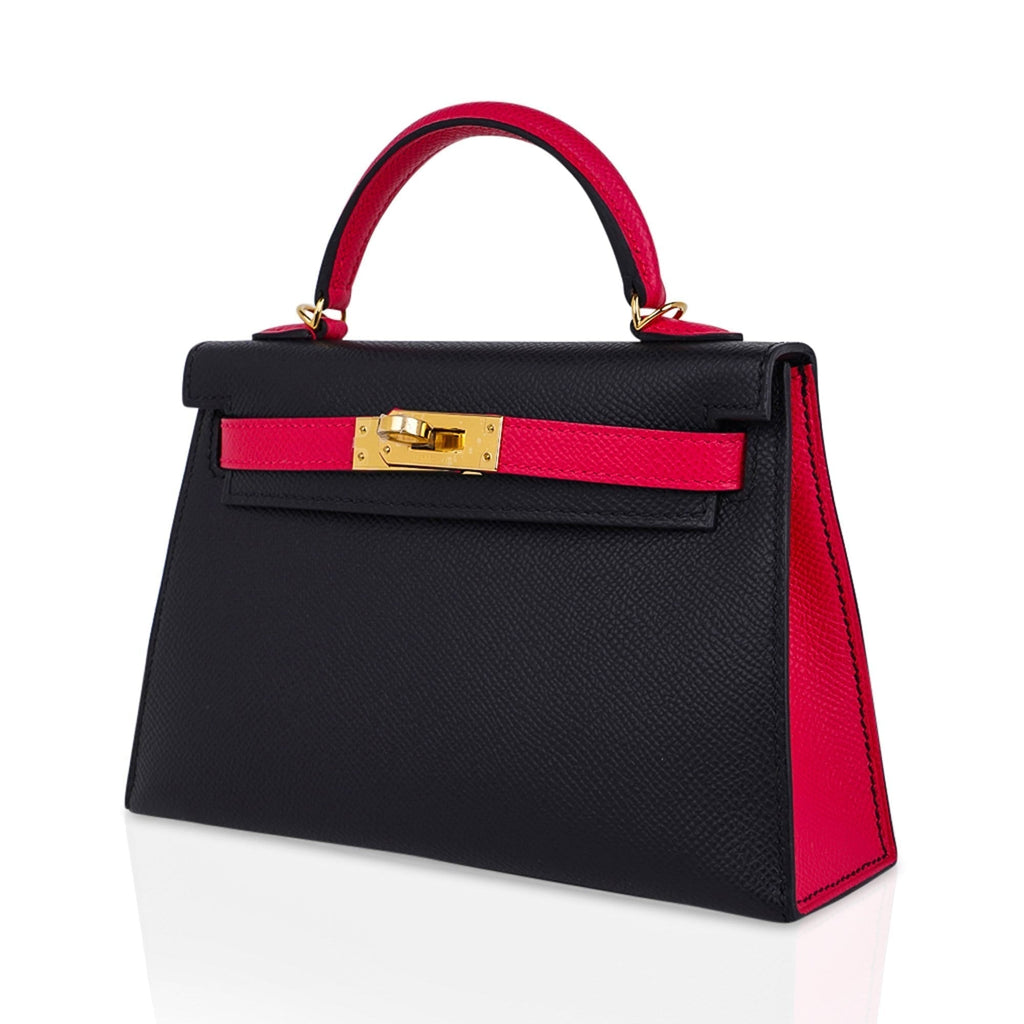 👜Kelly 20 Sellier Mini HSS Bag Black / Rose Extreme Epsom Gold Hardware