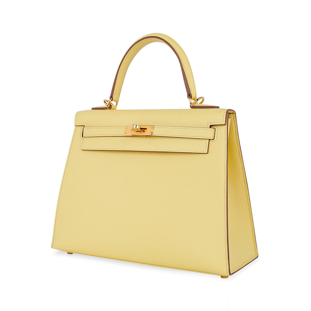 👜Kelly 25 Bag Jaune Poussin Epsom Gold Hardware