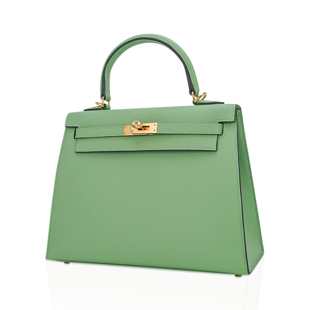 👜Kelly 25 Sellier Bag Vert Criquet Epsom Leather with Gold Hardware
