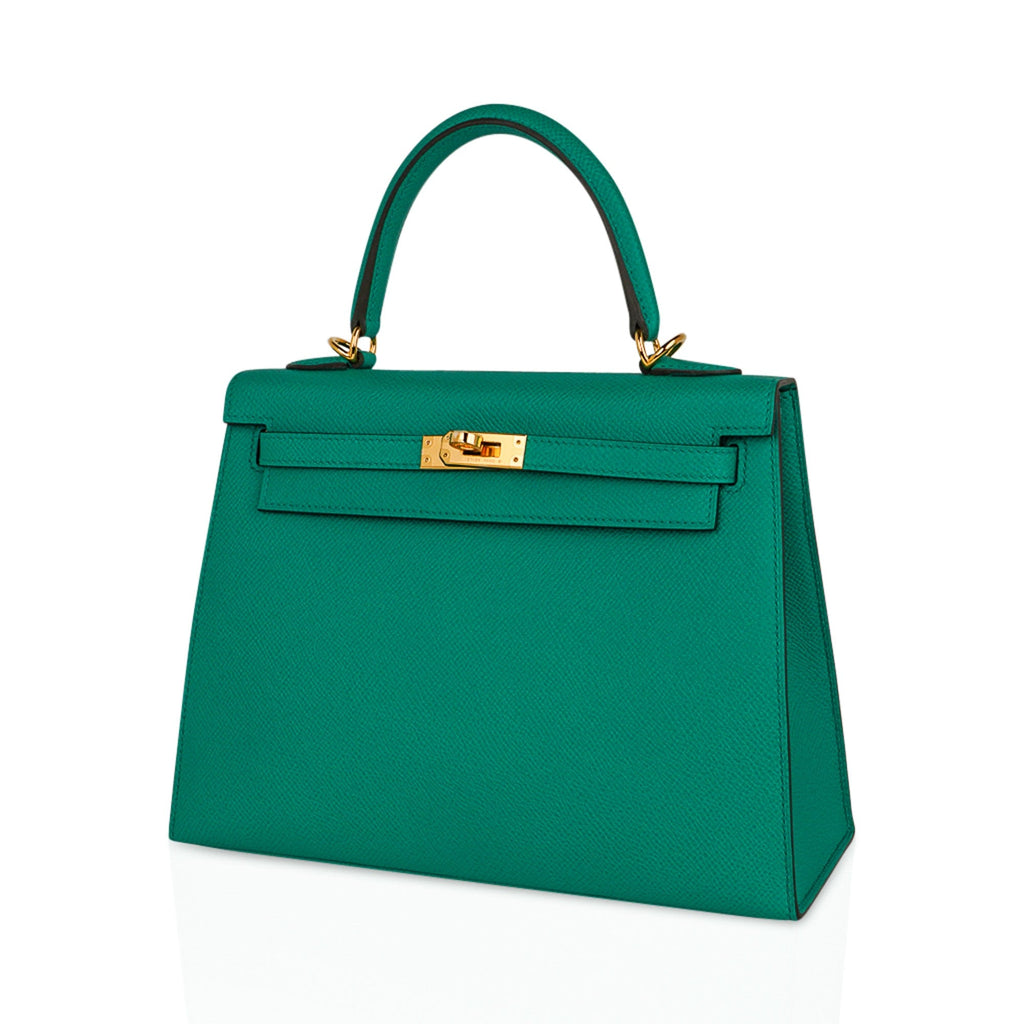 👜Kelly 25 Sellier Bag Jade Epsom Leather with Gold Hardware