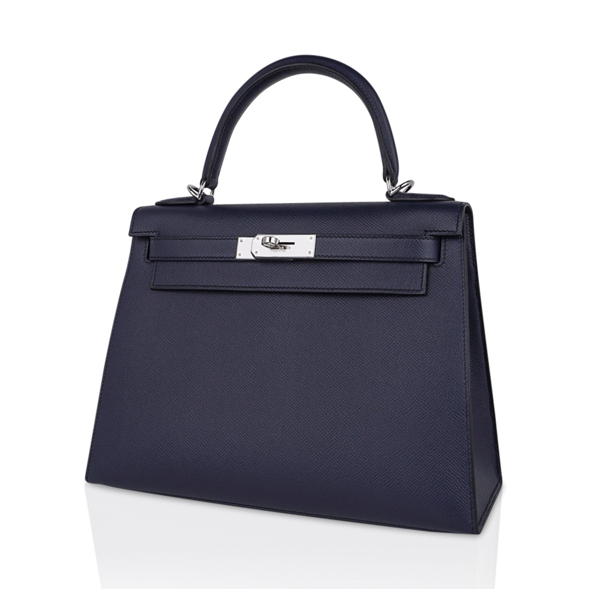 👜Kelly 28 Bag Blue Indigo Sellier Epsom Palladium Hardware New/Box