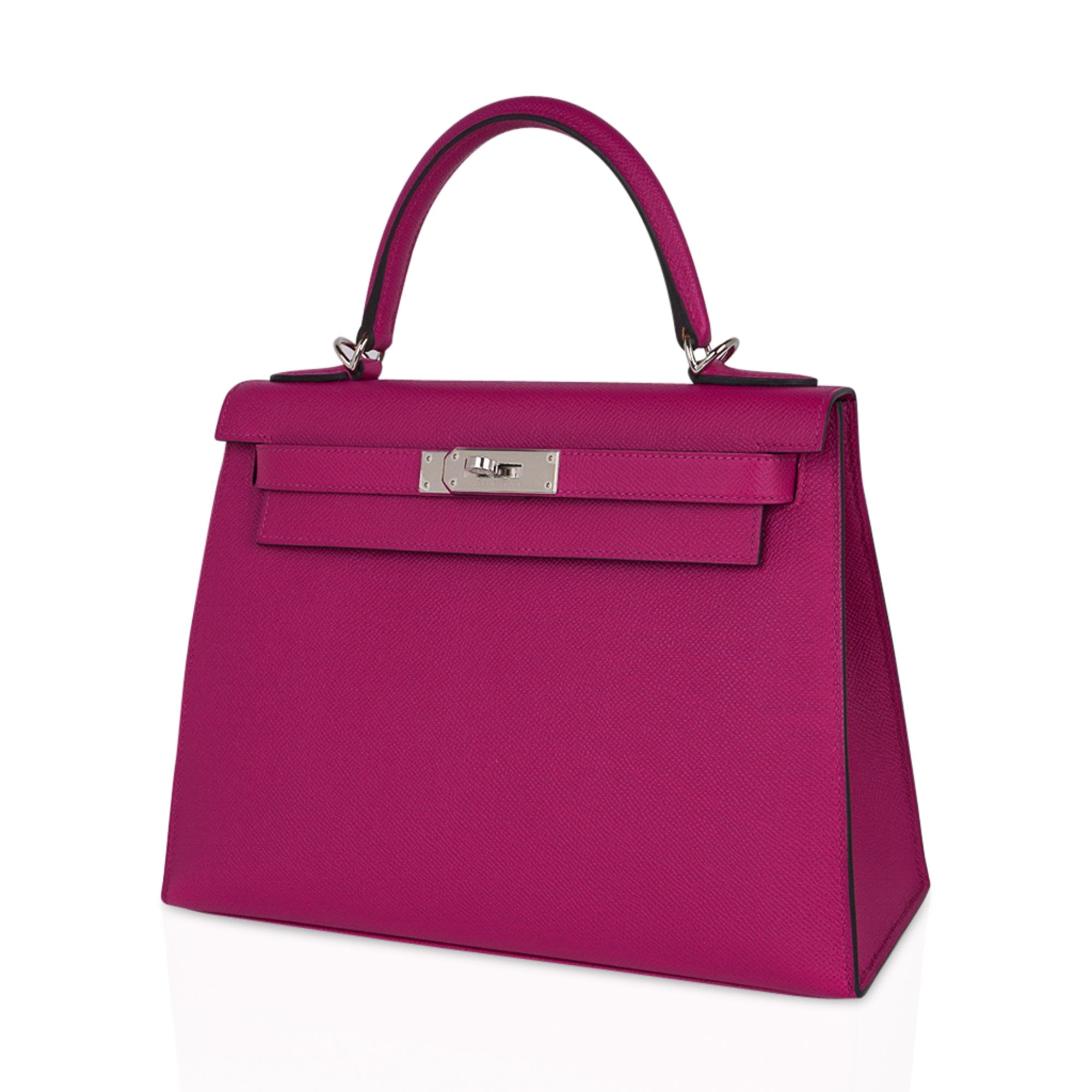 👜Kelly 28 Sellier Bag Rose Pourpre Epsom Leather with Palladium Hardware