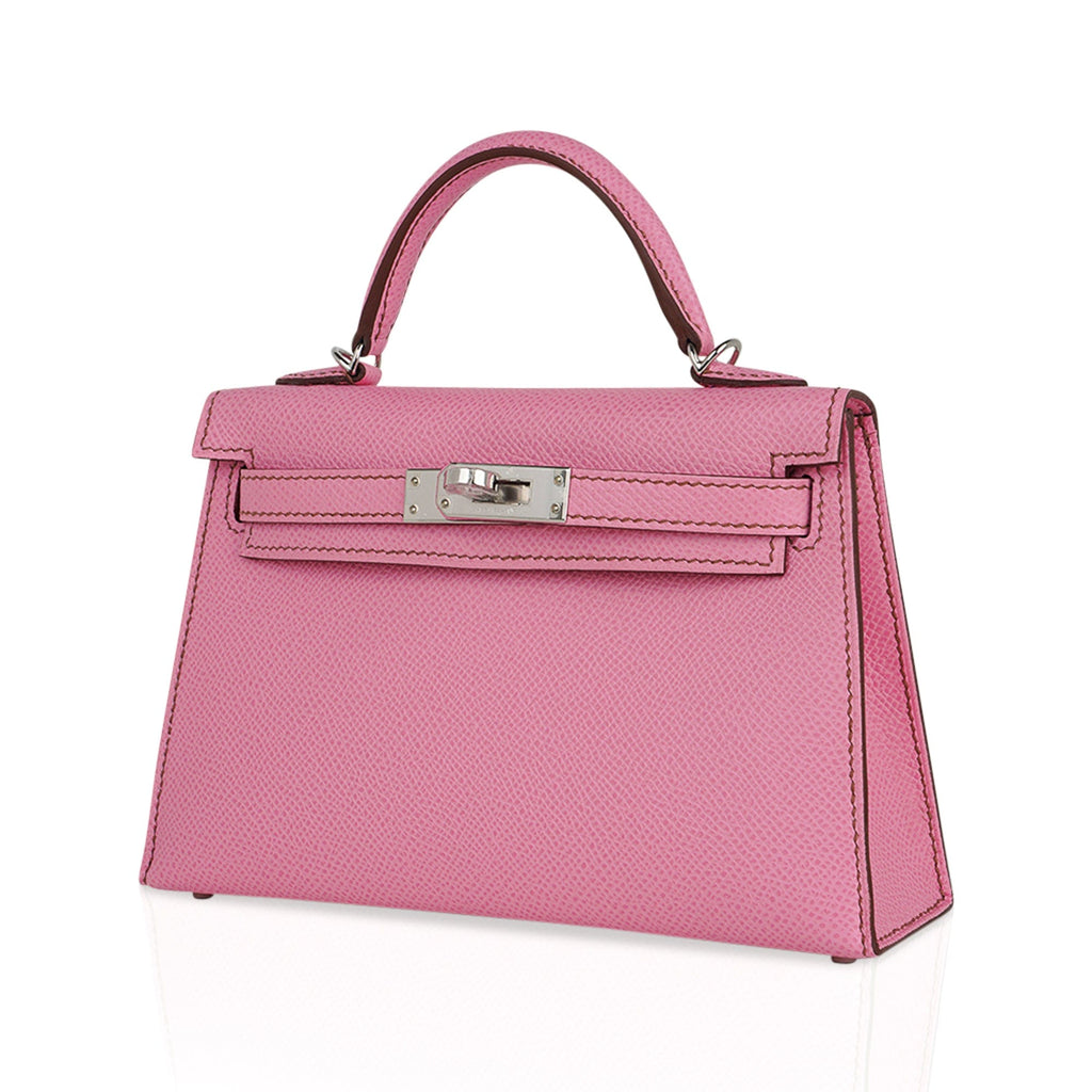 👜Mini Kelly 20 Sellier Bag in 5P Pink Bubblegum Epsom Leather with Palladium Hardware