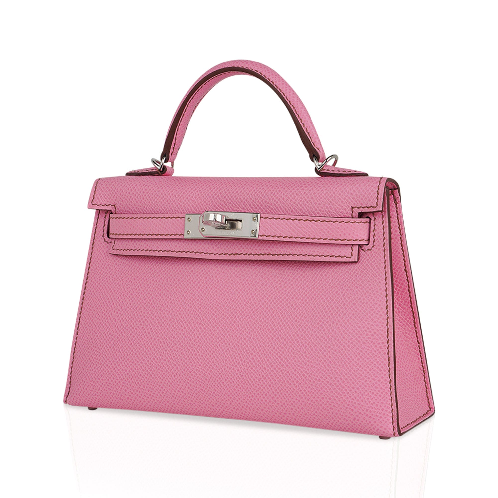 👜Mini Kelly 20 Sellier Bag in 5P Pink Bubblegum Epsom Leather with Palladium Hardware