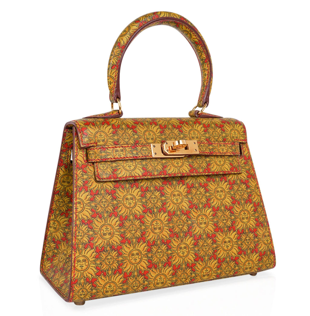 👜Vintage Mini Kelly 20 Bag Sellier Soleil Box Leather with Gold Hardware