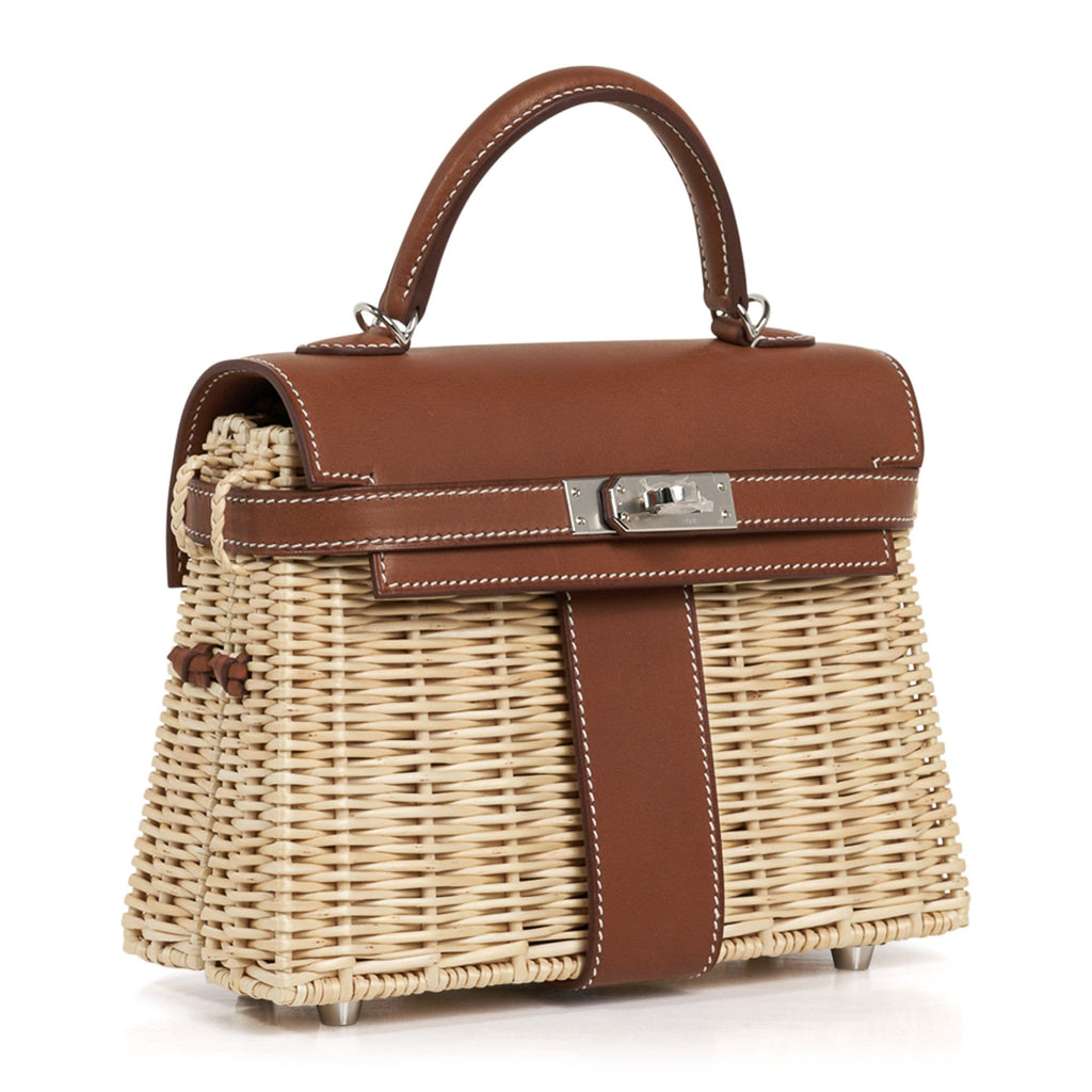 👜Mini Kelly 20 Bag Picnic Barenia & Osier