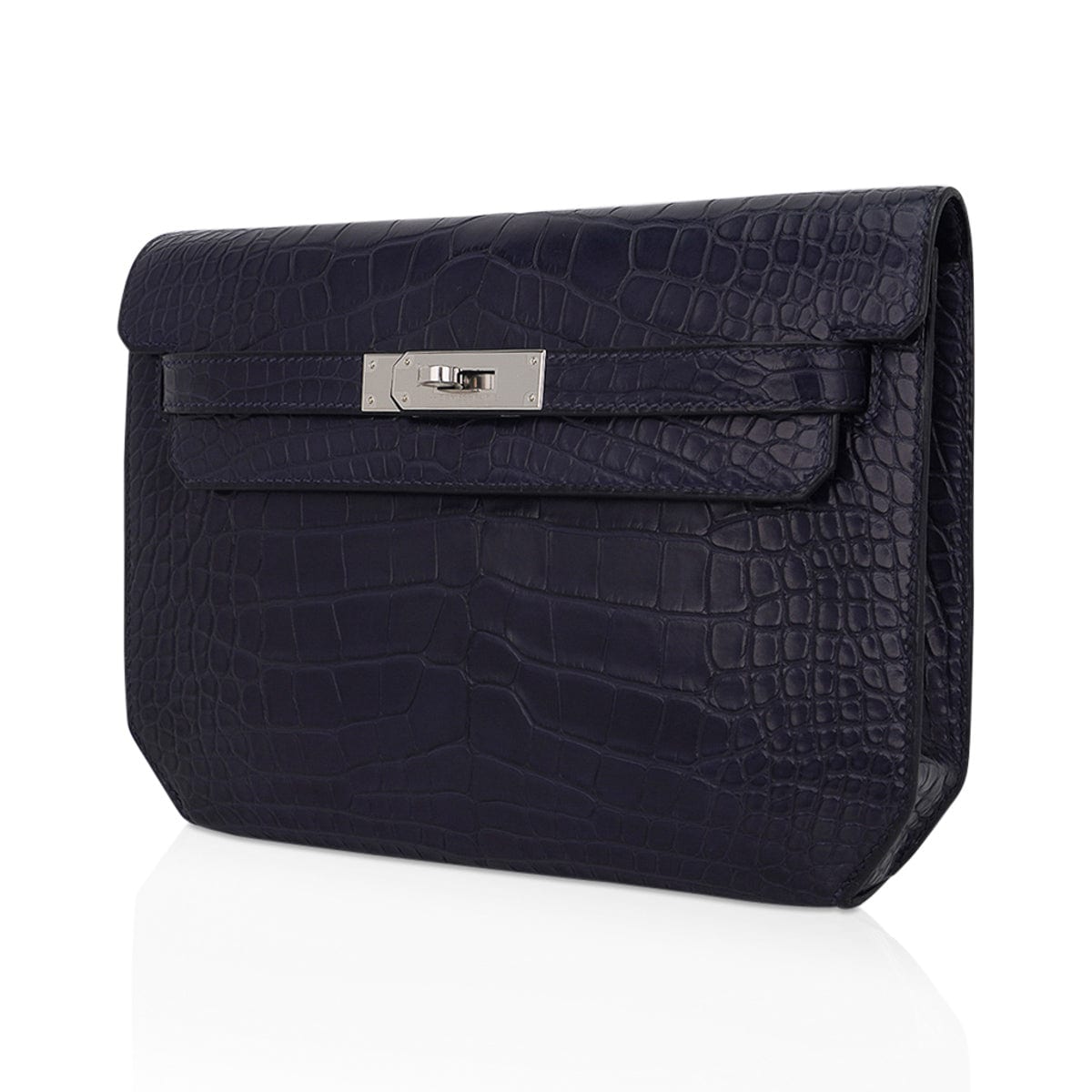 👜Kelly Depeches 25 Pouch Blue Indigo Matte Alligator with Palladium Hardware