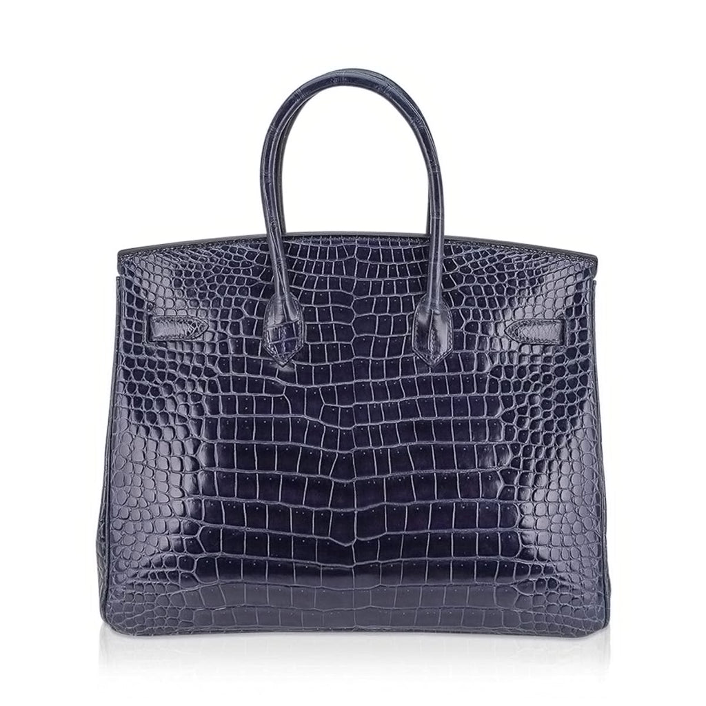 👜Birkin 35 Bleu Roi Porosus Crocodile Palladium Hardware