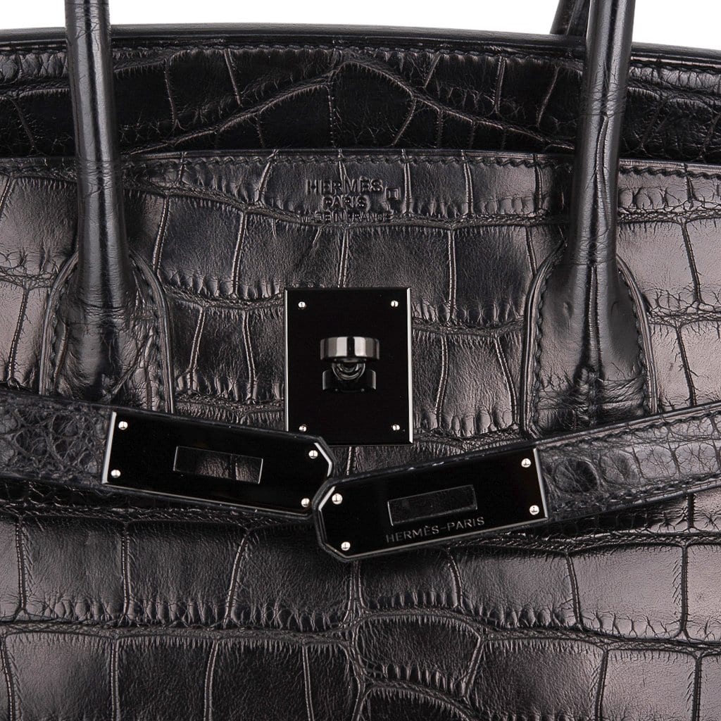 👜Birkin 35 Bag So Black Limited Edition Matte Black Alligator