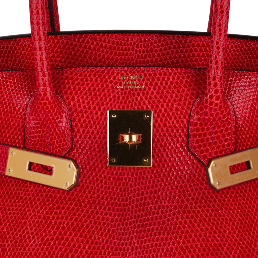 👜Birkin 30 Bag Rouge Exotique Lizard Limited Edition Gold Hardware Rare