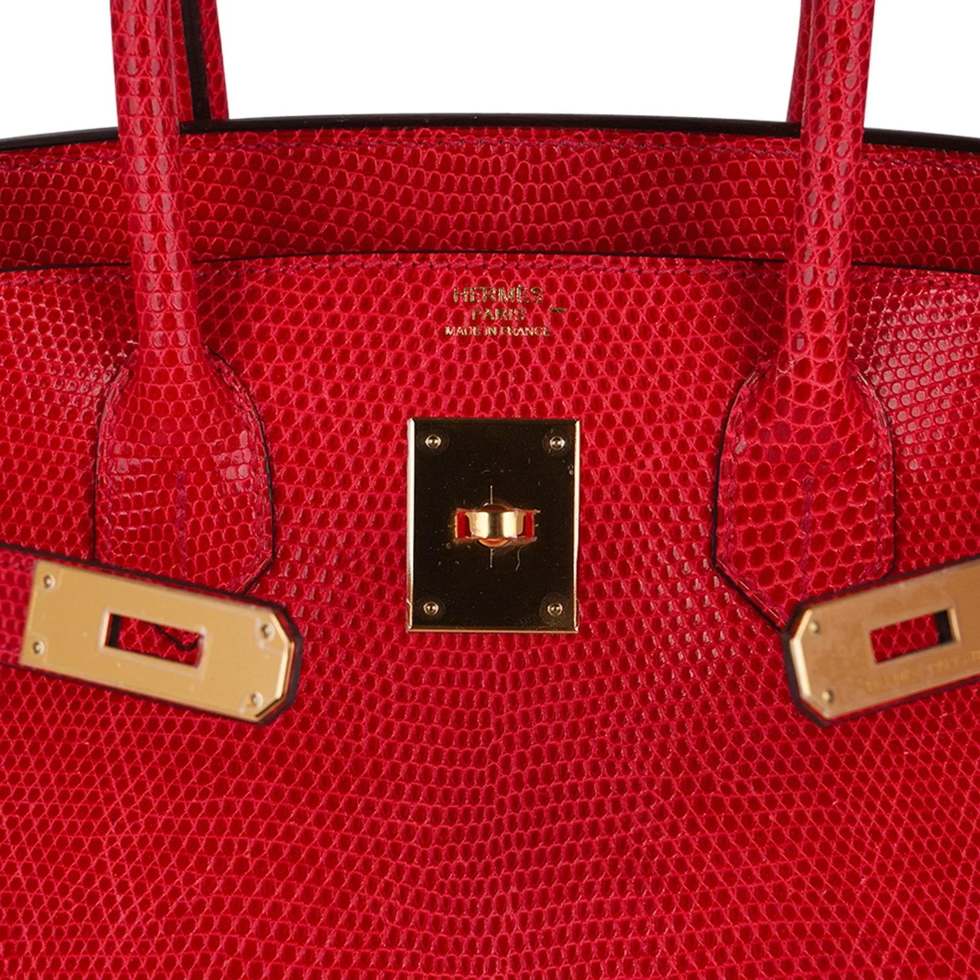 👜Birkin 30 Bag Rouge Exotique Lizard Limited Edition Gold Hardware Rare