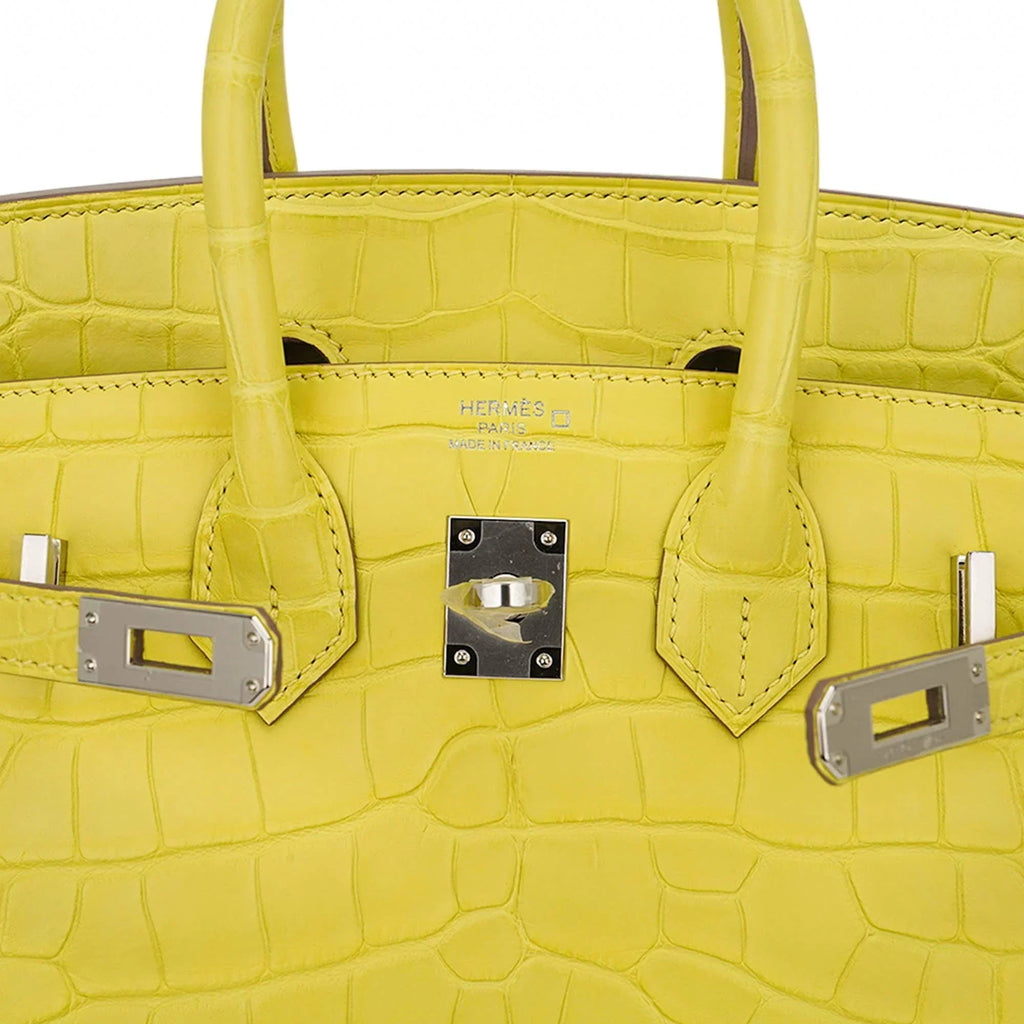 👜Birkin 25 Bag Lime Matte Alligator with Palladium Hardware