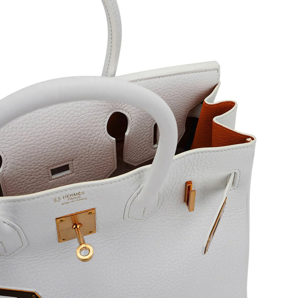 👜Special Order HSS Birkin 30 Bag White & Orange Clemence Leather with Rose Gold Hardware