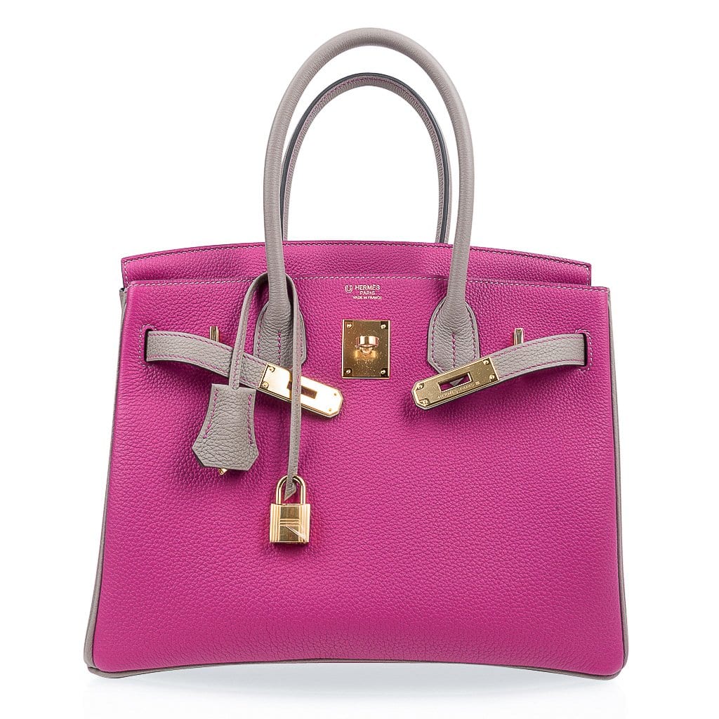 👜Special Order HSS Birkin 30 Bag Rose Pourpre & Gris Asphalte Togo Leather with Gold Hardware