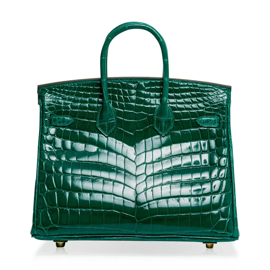 👜Birkin 25 Bag Emerald Crocodile Gold Hardware