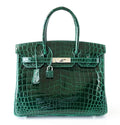 👜Birkin 30 Bag Emeraude Emerald Porosus Crocodile Palladium