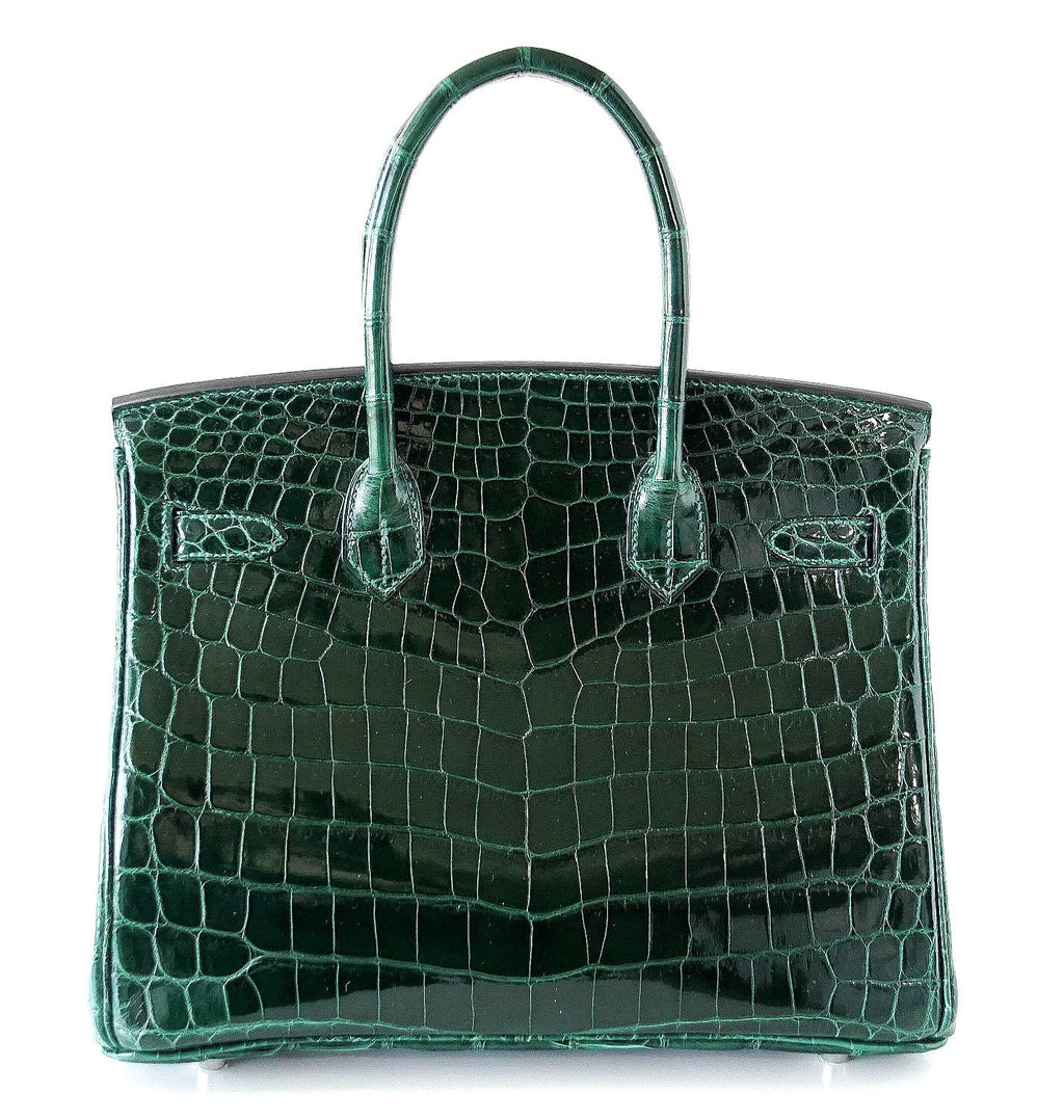 👜Birkin 30 Bag Emeraude Emerald Porosus Crocodile Palladium