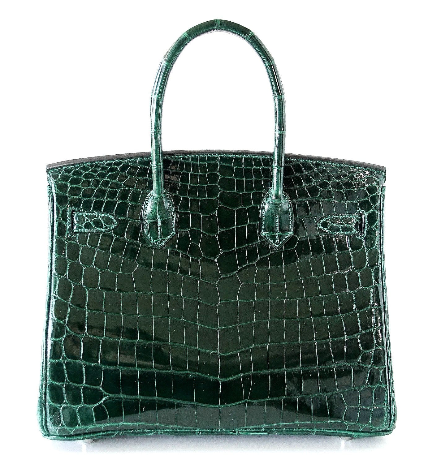 👜Birkin 30 Bag Emeraude Emerald Porosus Crocodile Palladium