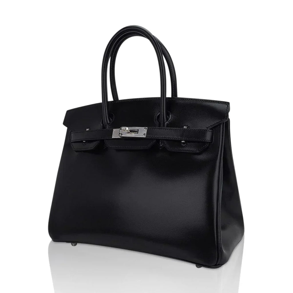 👜Birkin 30 Black Box Leather Bag Palladium Hardware