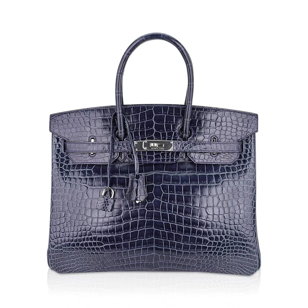 👜Birkin 35 Bleu Roi Porosus Crocodile Palladium Hardware