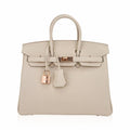 👜Birkin 25 Bag Craie Togo Leather with Rose Gold Hardware