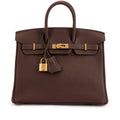 👜Birkin 25 Gold Hardware Chocolat Togo Quilted Epsom Leather Golden Lock