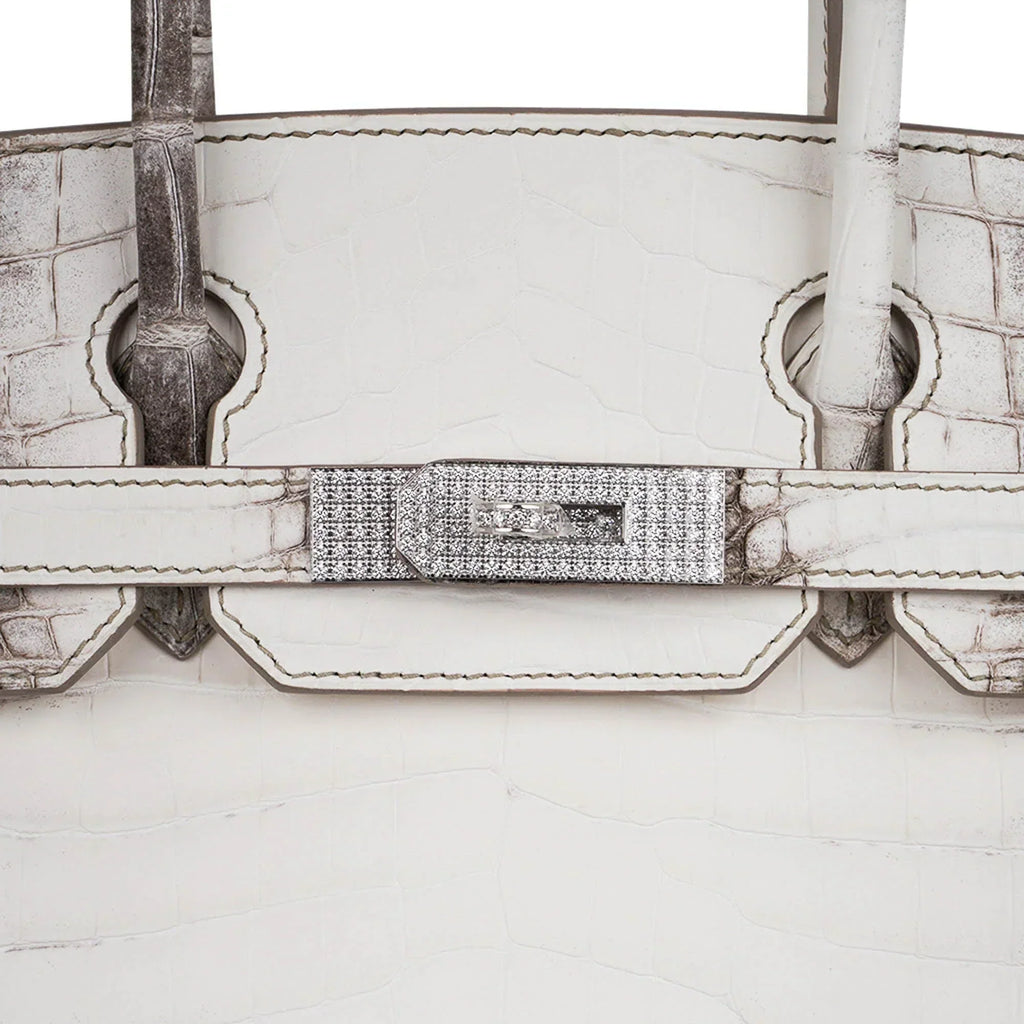 👜Birkin 30 Bag Diamond Himalaya Blanc Matte Niloticus Crocodile with 18k White Gold Hardware