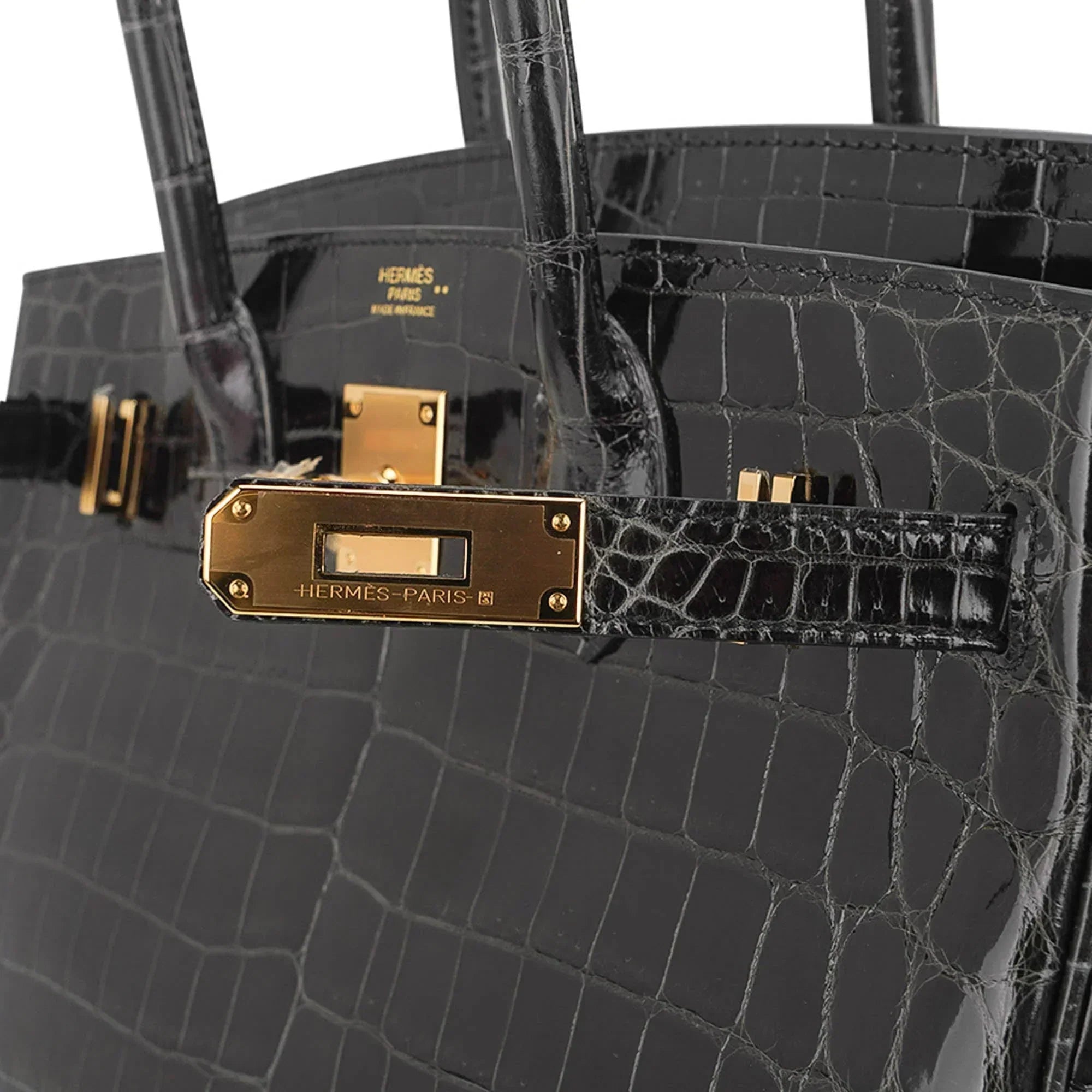 👜Birkin Bag, Crocodile-Grain Top-Grain Cowhide Leather, In-Seam Gold Hardware