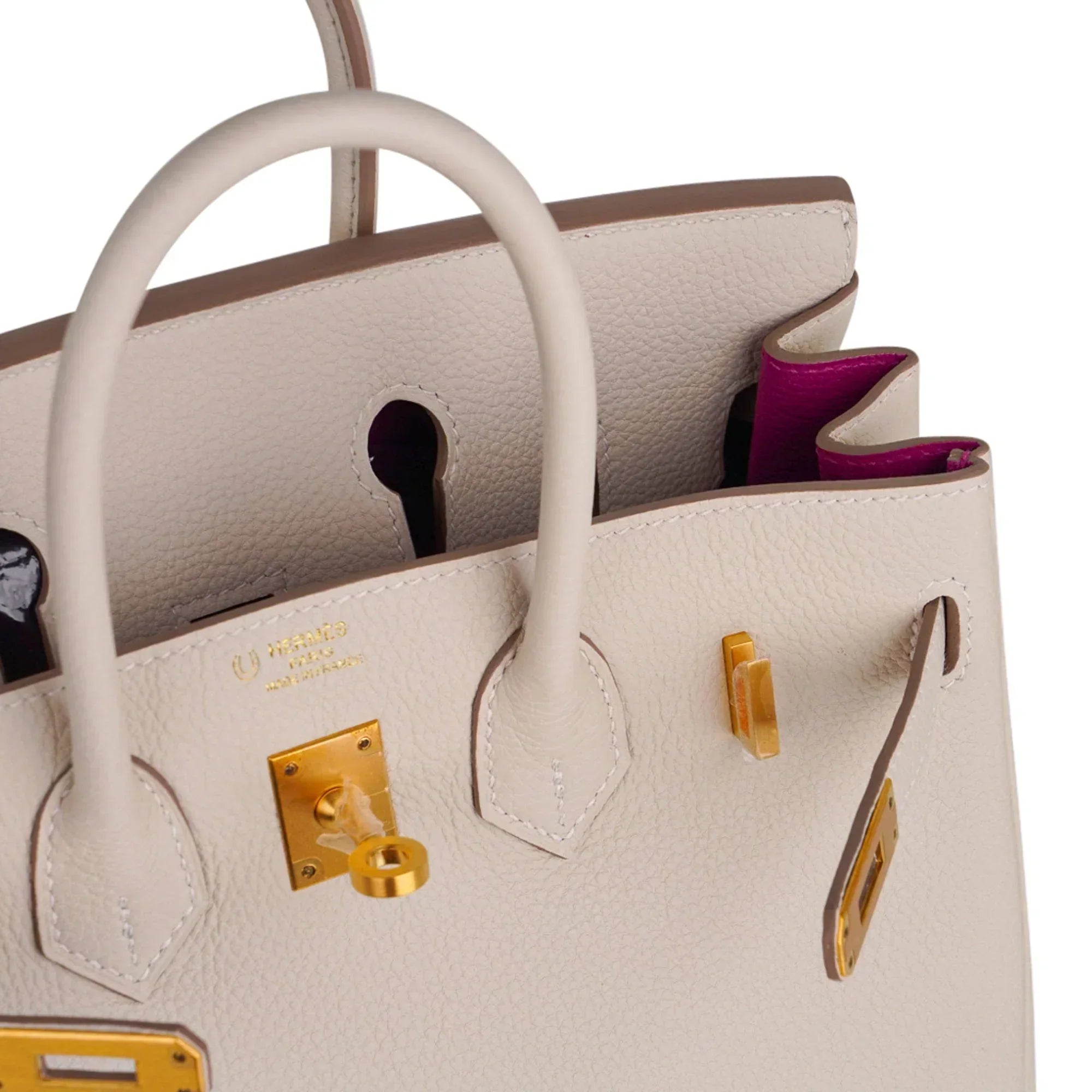 👜Birkin HSS 25 Bag Beton w/ Pink Rose Pourpre Brushed Gold Hardware Togo