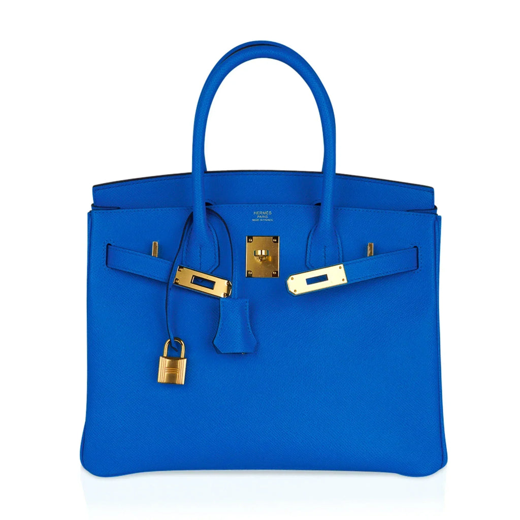 👜Birkin 30 Bag Bleu Frida Epsom Gold Hardware New w/ Box