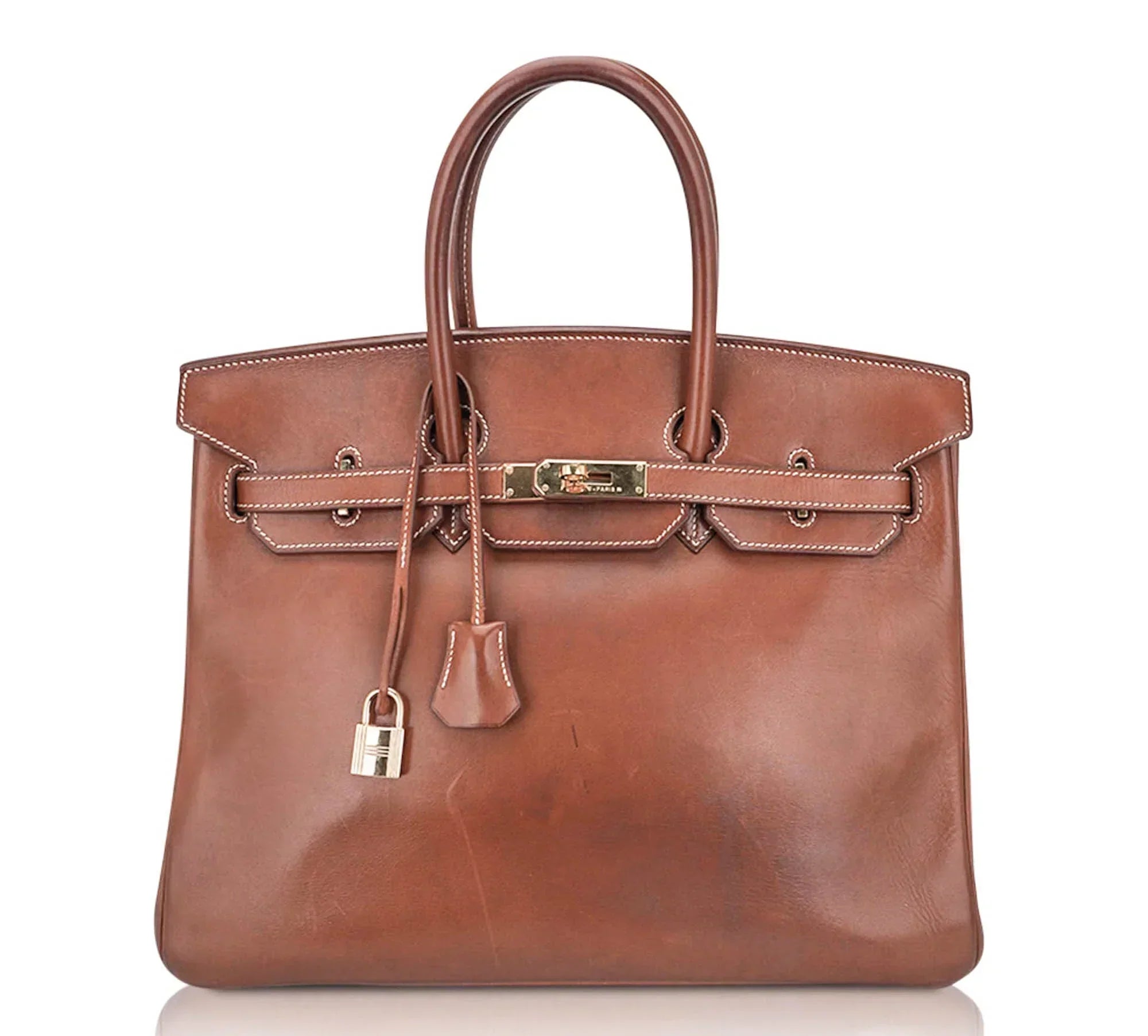 👜Vintage Limited Edition Birkin 35 Bag Fauve Barenia Leather with Gold Hardware