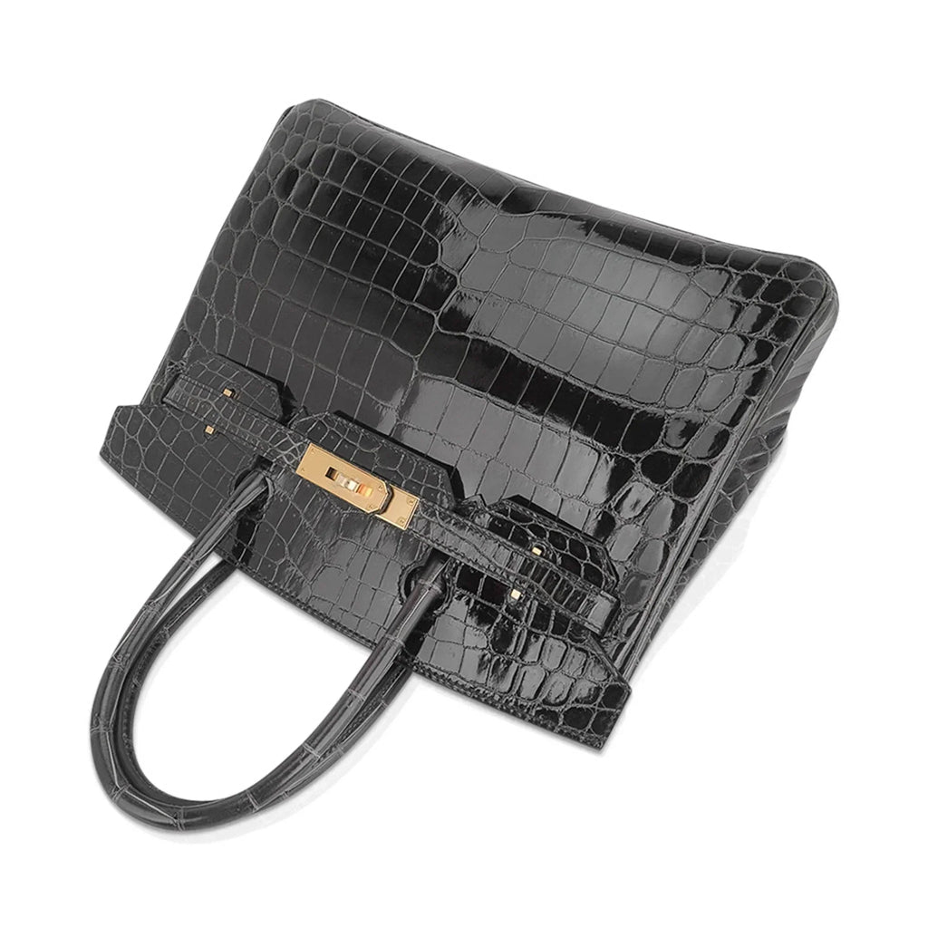 👜Birkin Bag, Crocodile-Grain Top-Grain Cowhide Leather, In-Seam Gold Hardware