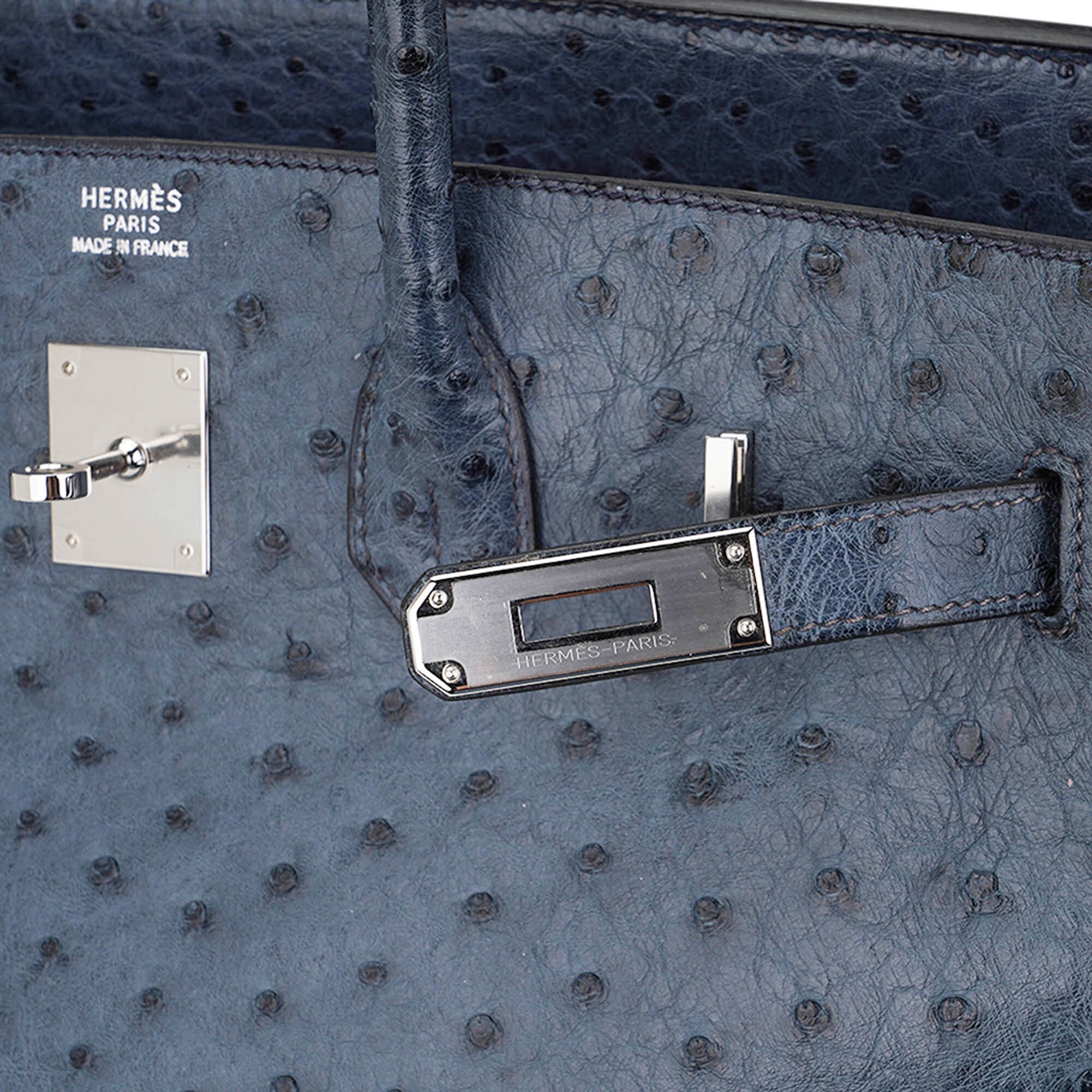 👜Birkin Vintage 35 Bag Blue Roi Ostrich Palladium Hardware