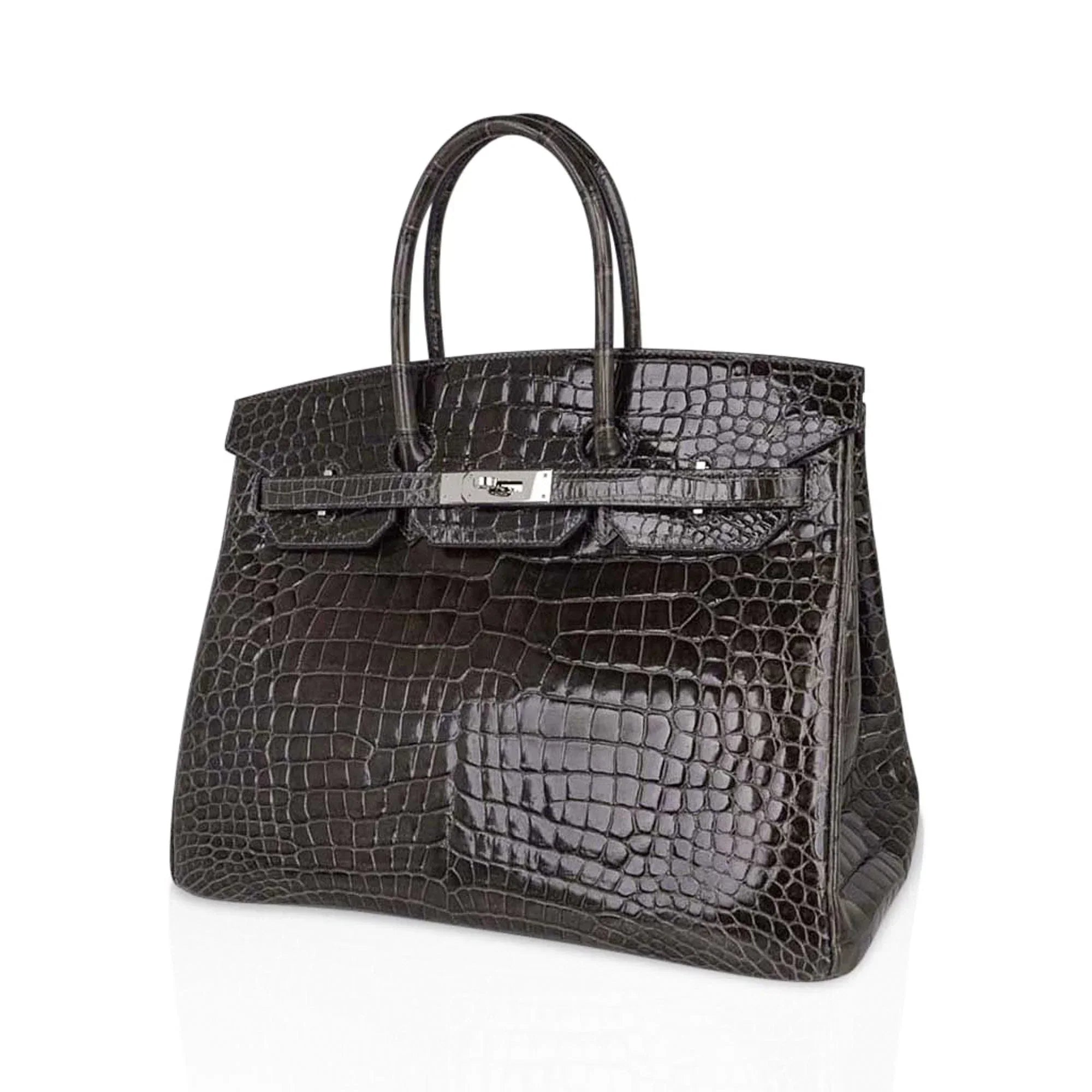 👜Special Order HSS Birkin 35 Bag Gris Fonce Porosus Crocodile with Palladium Hardware