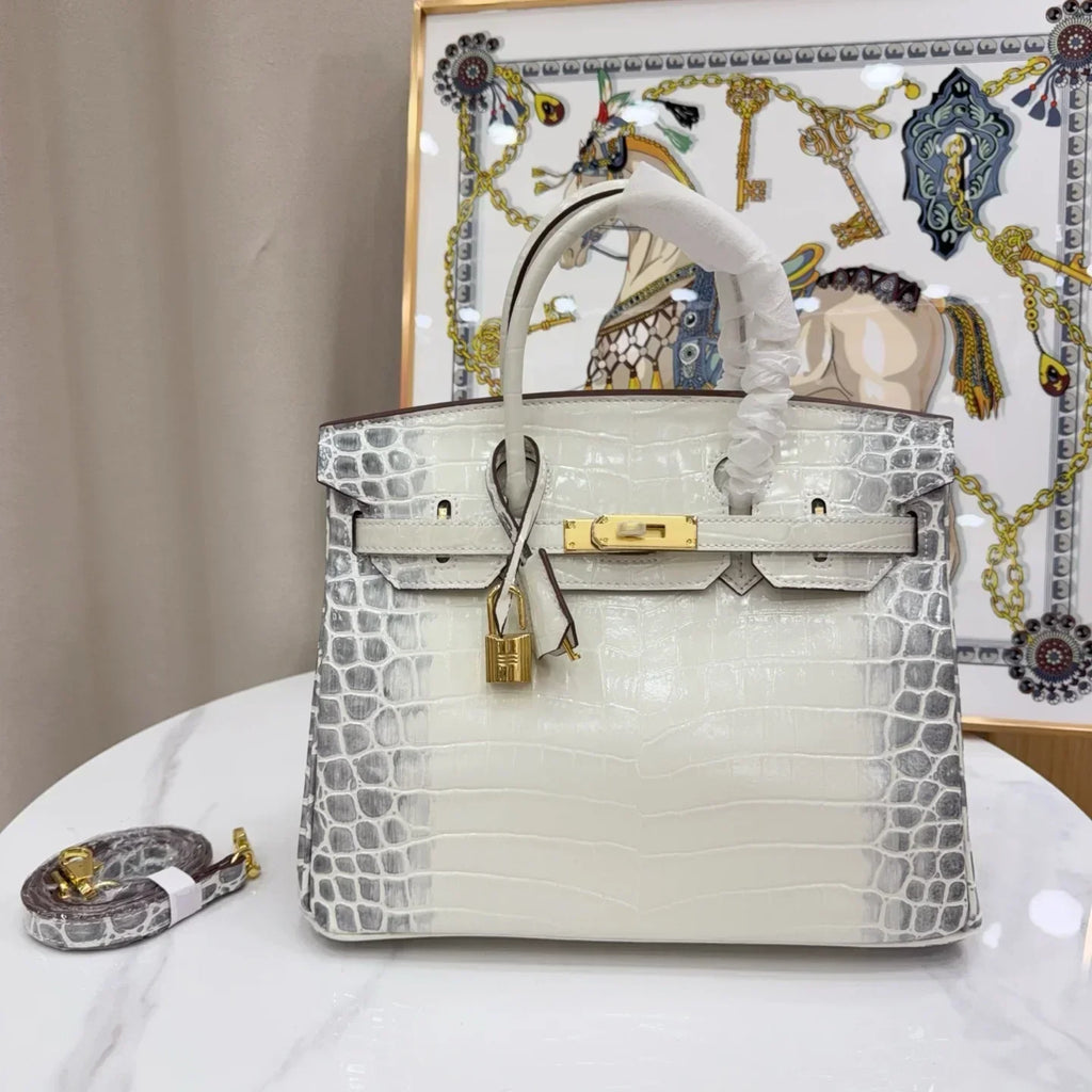 👜Birkin Bag Crocodile-Grain Cowhide Leather Gold Hardware