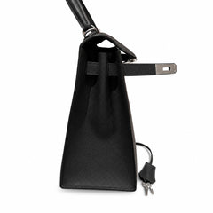 kelly32cm, ck89/Black, Epsom, sliver, all handmade‼ ️Kelly 32cm, black, palm print, silver buckle, high-end handmade exclusive customization‼ ️Purely hand-made nails, hand-engraved hardware, fine stee
