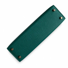 Fully hand-sewn👉Second generation Mini Kelly 19cm imported Epsom leather malachite green silver buckle