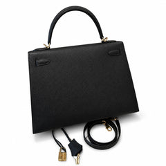 kelly32cm, ck89/Black, Epsom, gold, all handmade‼ ️Kelly 32cm, black, palm print, gold buckle, high-end handmade exclusive customization‼ ️Purely hand-made nails, hand-engraved hardware, fine steel Di