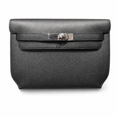 kelly Depeches clutch, Epsom leather 89 Noir black, top-notch craftsmanship! Counter quality!