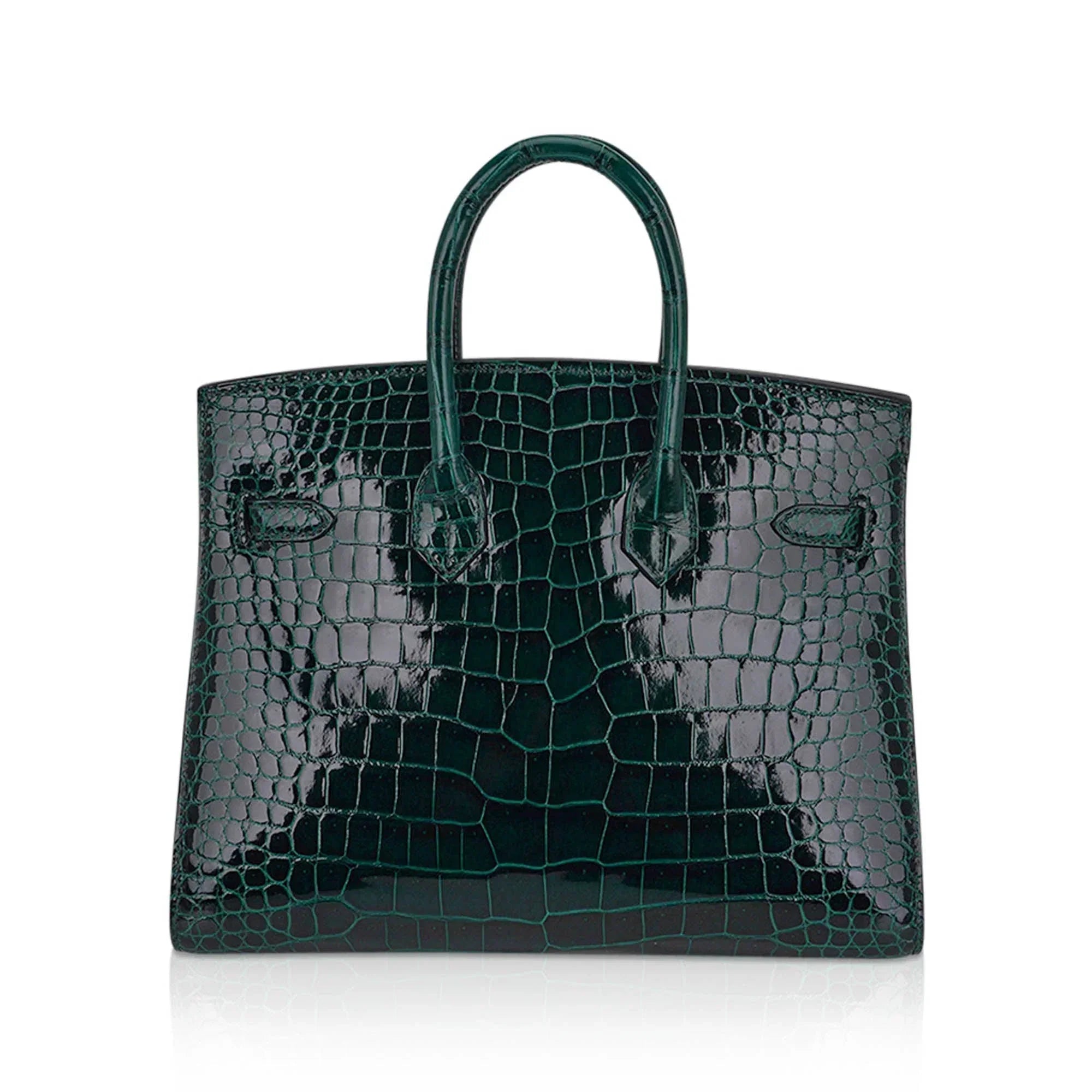 👜Birkin 25 Bag Sellier Vert Fonce Porosus Crocodile Bag with Gold Hardware
