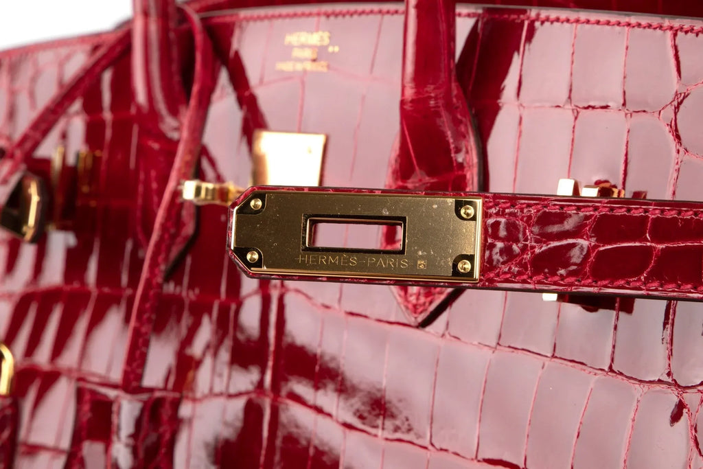 👜Birkin 35 Braise Lipstick Red Crocodile Gold Hardware