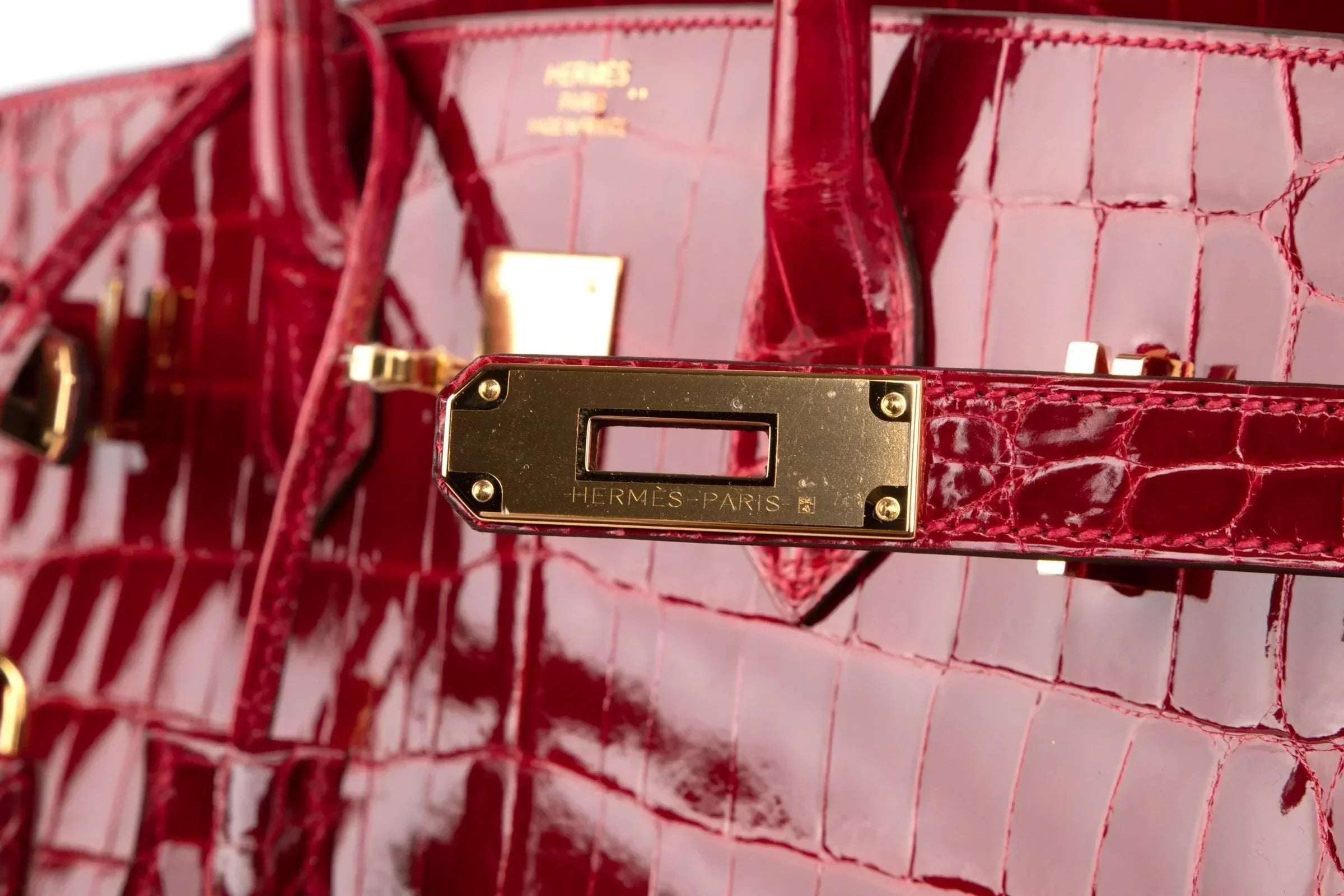 👜Birkin 35 Braise Lipstick Red Crocodile Gold Hardware